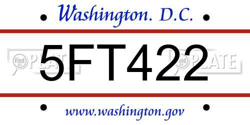 5FT422 District Of Columbia License Plate
