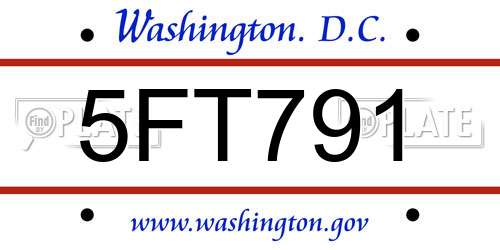 5FT791 District Of Columbia License Plate