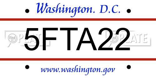 5FTA22 District Of Columbia License Plate