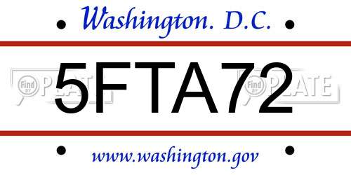 5FTA72 District Of Columbia License Plate