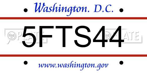5FTS44 District Of Columbia License Plate
