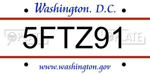5FTZ91 District Of Columbia License Plate