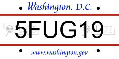 5FUG19 District Of Columbia License Plate