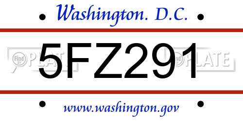 5FZ291 District Of Columbia License Plate