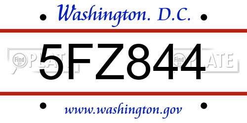 5FZ844 District Of Columbia License Plate