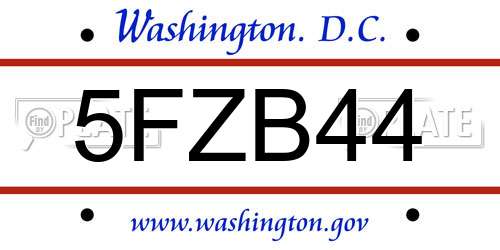 5FZB44 District Of Columbia License Plate
