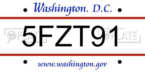 5FZT91 District Of Columbia License Plate