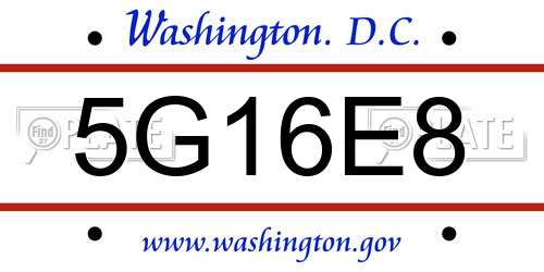 5G16E8 District Of Columbia License Plate