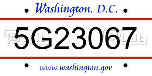 5G23067 District Of Columbia License Plate