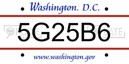 5G25B6 District Of Columbia License Plate