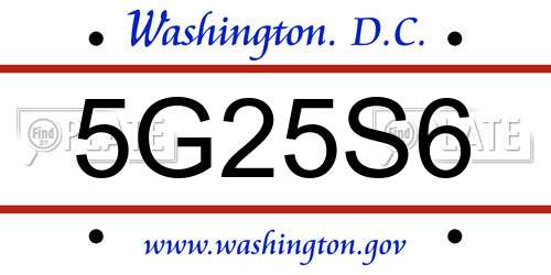 5G25S6 District Of Columbia License Plate