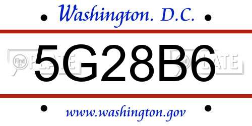 5G28B6 District Of Columbia License Plate