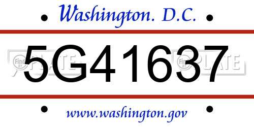 5G41637 District Of Columbia License Plate
