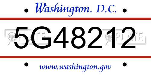 5G48212 District Of Columbia License Plate