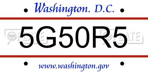 5G50R5 District Of Columbia License Plate