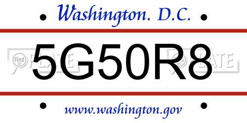 5G50R8 District Of Columbia License Plate