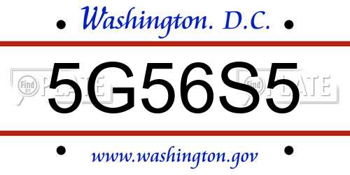 5G56S5 District Of Columbia License Plate
