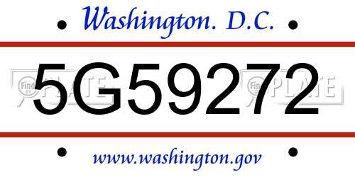 5G59272 District Of Columbia License Plate