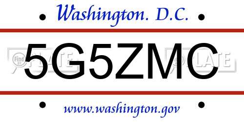 5G5ZMC District Of Columbia License Plate