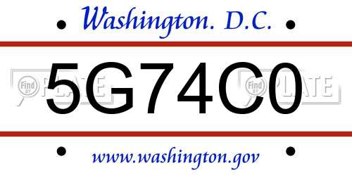 5G74C0 District Of Columbia License Plate