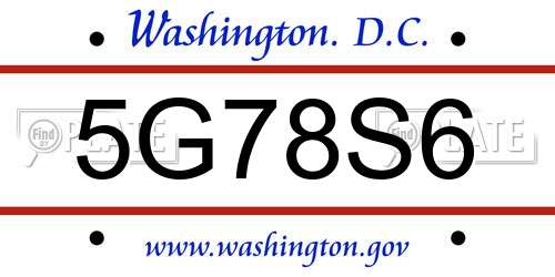 5G78S6 District Of Columbia License Plate