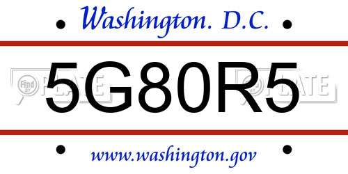 5G80R5 District Of Columbia License Plate