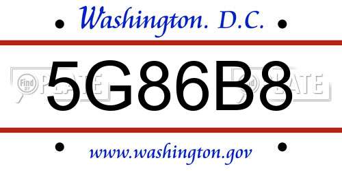 5G86B8 District Of Columbia License Plate