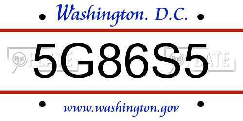 5G86S5 District Of Columbia License Plate
