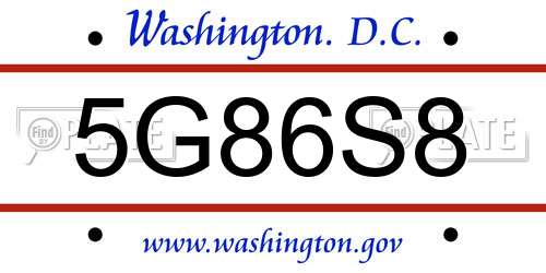 5G86S8 District Of Columbia License Plate
