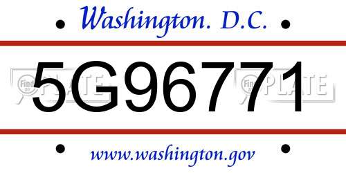 5G96771 District Of Columbia License Plate