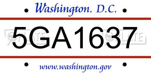5GA1637 District Of Columbia License Plate