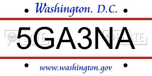 5GA3NA District Of Columbia License Plate