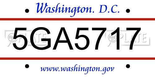 5GA5717 District Of Columbia License Plate