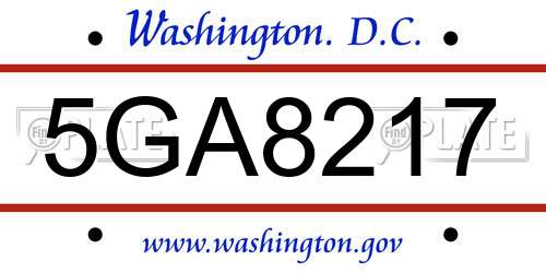 5GA8217 District Of Columbia License Plate