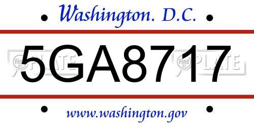 5GA8717 District Of Columbia License Plate