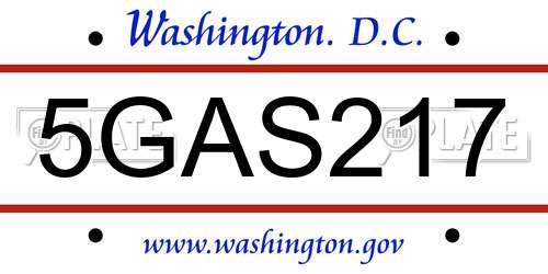 5GAS217 District Of Columbia License Plate