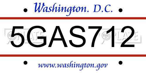 5GAS712 District Of Columbia License Plate