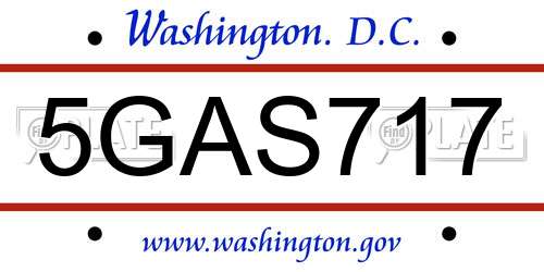 5GAS717 District Of Columbia License Plate
