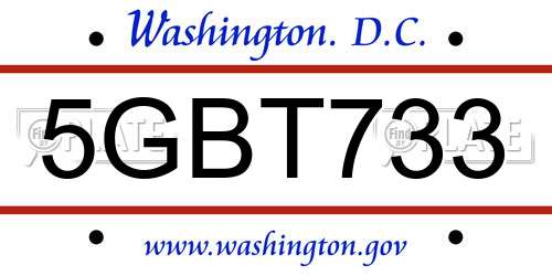 5GBT733 District Of Columbia License Plate