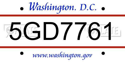 5GD7761 District Of Columbia License Plate