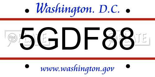 5GDF88 District Of Columbia License Plate