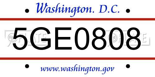 5GE0808 District Of Columbia License Plate