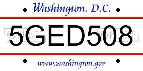 5GED508 District Of Columbia License Plate