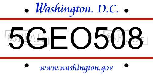 5GEO508 District Of Columbia License Plate