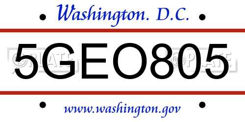 5GEO805 District Of Columbia License Plate