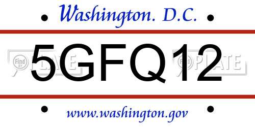 5GFQ12 District Of Columbia License Plate