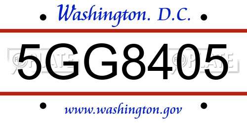 5GG8405 District Of Columbia License Plate