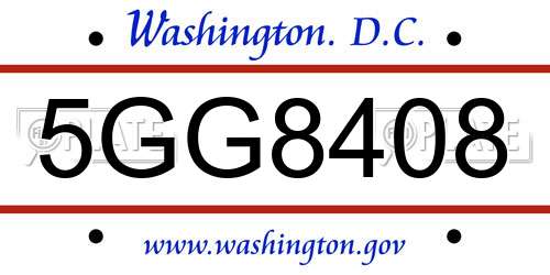 5GG8408 District Of Columbia License Plate