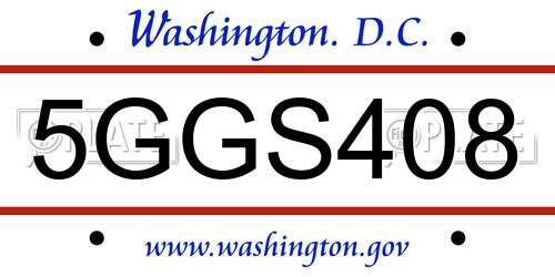 5GGS408 District Of Columbia License Plate