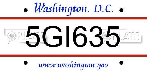5GI635 District Of Columbia License Plate